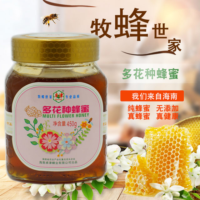 <b>蜂蜜海南卓津多花种蜂蜜450克百花蜜源农家自产</b>